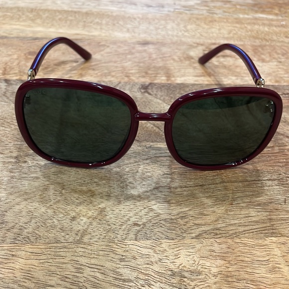 GUCCI OVERSIZED SQUARE HORSEBIT SUNGLASSES DK BRN & GOLD - Picture 4 of 9